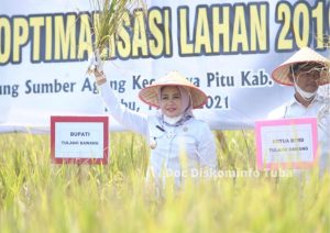 Bupati Winarti, S.E.,M.H Hadiri Panen Raya Padi dan Lounching Program KPB Oleh Gubernur Lampung