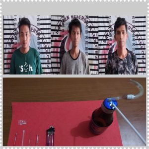 Polres Tulang Bawang Tangkap Tiga Pemuda Lagi Asyik Pesta Sabu