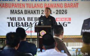 Bupati Umar Ahmad, S.P. Hadir dan Berikan Sambutan di Pengukuhan Karang Taruna Tulang Bawang Barat Masa Bhakti 2021-2026