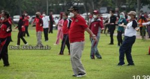 Sekda Tuba Pimpin Pejabat Lakukan Senam Indonesia Cinta Tanah Air (SICITA) Perdana, di BMW Sports Center Tulang bawang