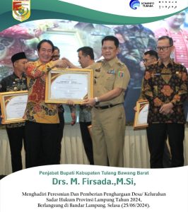 Kemenkumham Nilai M.Firsada Berhasil Bina Tiyuh Darkum, Dapat Penghargaan Ini