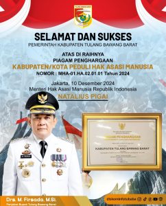 Tubaba Raih Penghargaan “Peduli HAM” Pada Peringatan Hari HAM Sedunia Ke-76