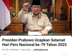 HPN 79 Presiden Prabowo: PERS Aset Berharga Bagi Kemajuan Bangsa dan Beliau Ingatkan Ini